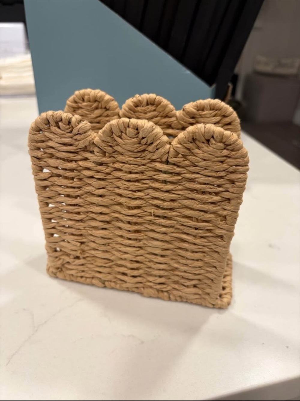 New Handwoven Natural Woven Napkin/Utensil Holder - Natural